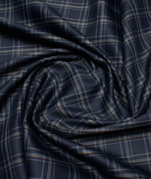 Cotton Fusion  Poly Cotton Checks Shirting Fabric (Dark Navy Blue)