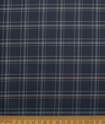 Cotton Fusion  Poly Cotton Checks Shirting Fabric (Dark Navy Blue)