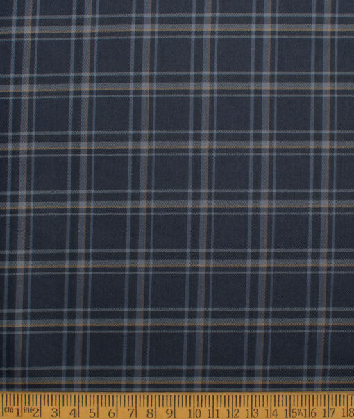 Cotton Fusion  Poly Cotton Checks Shirting Fabric (Dark Navy Blue)