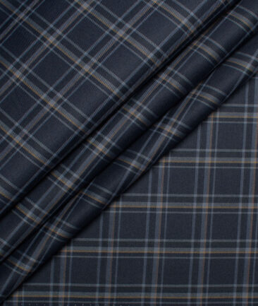 Cotton Fusion  Poly Cotton Checks Shirting Fabric (Dark Navy Blue)