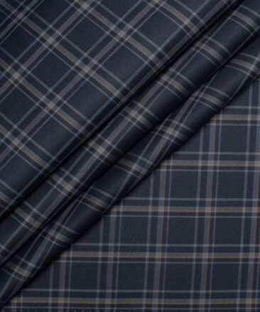 Cotton Fusion  Poly Cotton Checks Shirting Fabric (Dark Navy Blue)
