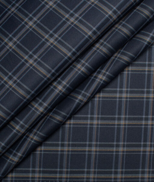 Cotton Fusion  Poly Cotton Checks Shirting Fabric (Dark Navy Blue)