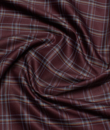 Cotton Fusion  Poly Cotton Checks Wrinkle Free Shirting Fabric (Dark Wine) - Image 4