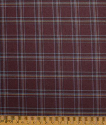 Cotton Fusion  Poly Cotton Checks Wrinkle Free Shirting Fabric (Dark Wine) - Image 5