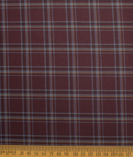 Cotton Fusion  Poly Cotton Checks Wrinkle Free Shirting Fabric (Dark Wine) - Image 5