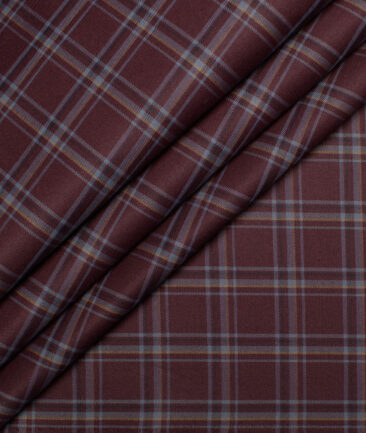 Cotton Fusion  Poly Cotton Checks Wrinkle Free Shirting Fabric (Dark Wine)