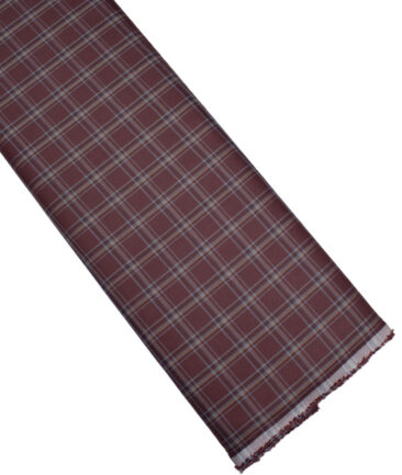 Cotton Fusion  Poly Cotton Checks Wrinkle Free Shirting Fabric (Dark Wine) - Image 6