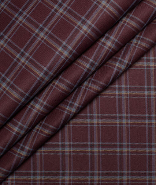 Cotton Fusion  Poly Cotton Checks Wrinkle Free Shirting Fabric (Dark Wine) - Image 1