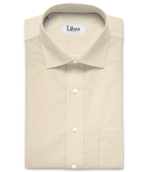 Cotton Fusion  Poly Cotton Checks Shirting Fabric (Beige)