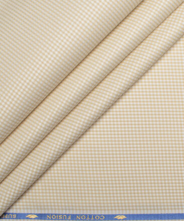 Cotton Fusion  Poly Cotton Checks Shirting Fabric (Beige)