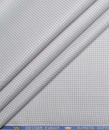 Cotton Fusion  Poly Cotton Checks Shirting Fabric (Grey)