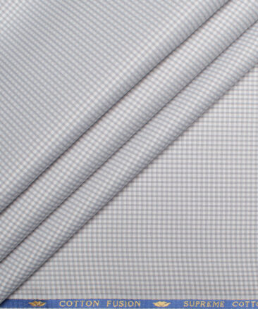 Cotton Fusion  Poly Cotton Checks Shirting Fabric (Grey)
