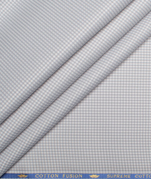 Cotton Fusion  Poly Cotton Checks Shirting Fabric (Grey)
