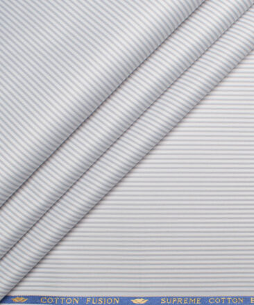 Cotton Fusion  Poly Cotton Striped Shirting Fabric (Grey)