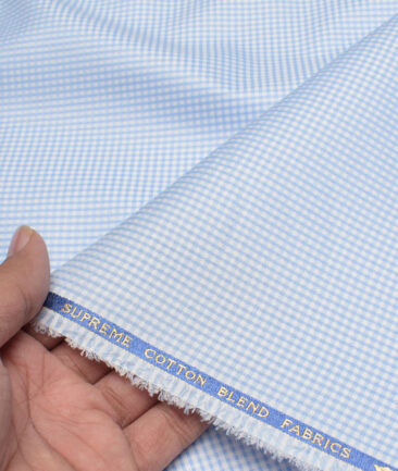 Cotton Fusion  Poly Cotton Checks Shirting Fabric (Sky Blue)