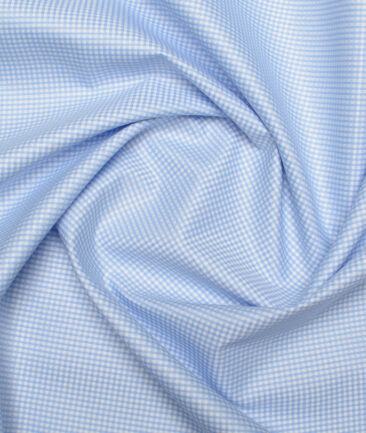 Cotton Fusion  Poly Cotton Checks Shirting Fabric (Sky Blue)