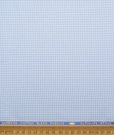 Cotton Fusion  Poly Cotton Checks Shirting Fabric (Sky Blue)