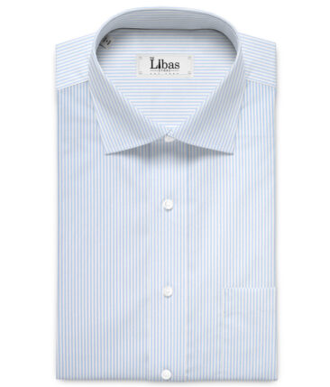 Cotton Fusion  Poly Cotton Striped Shirting Fabric (Sky Blue)