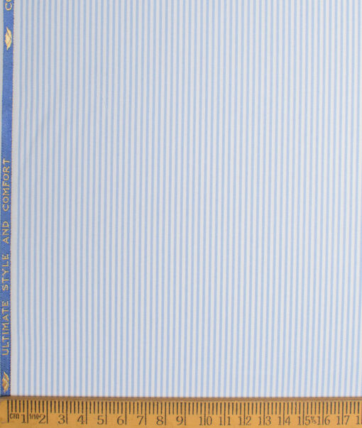 Cotton Fusion  Poly Cotton Striped Shirting Fabric (Sky Blue)