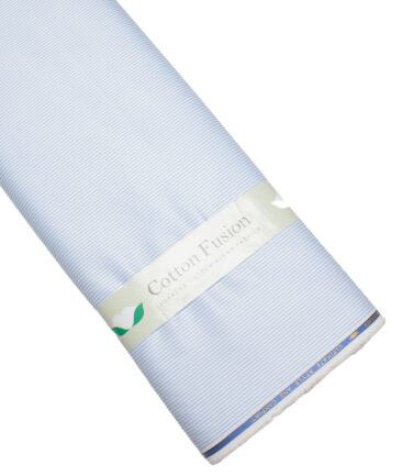 Cotton Fusion  Poly Cotton Striped Shirting Fabric (Sky Blue)