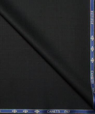 Canetti Italy Super 120's Solids 30% Wool Suiting Fabric (Jet Black)