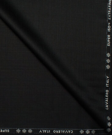 Cavalero Italy Super 150's Solids 95% Wool Suiting Fabric (Jet Black)