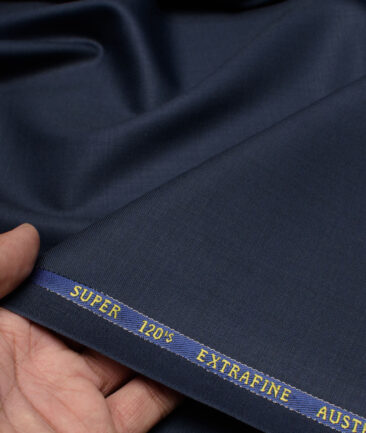 Cavalero Italy Super 120's Solids 60% Wool Suiting Fabric (Dark Blue)