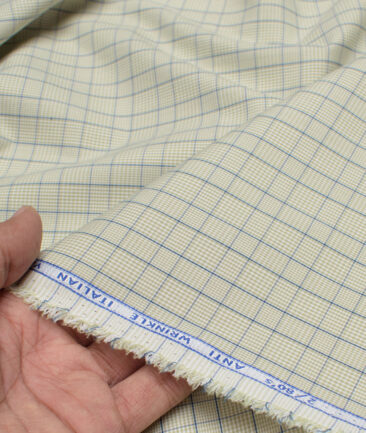 Ferricio Dietlo  Poly Cotton Checks Shirting Fabric (Light Green)