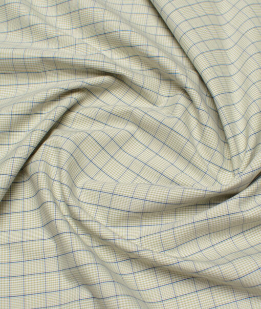 Ferricio Dietlo  Poly Cotton Checks Shirting Fabric (Light Green)