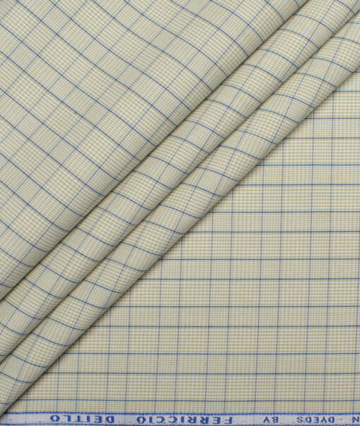 Ferricio Dietlo  Poly Cotton Checks Shirting Fabric (Light Green)