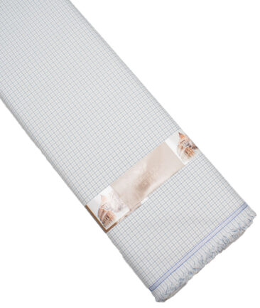 Ferricio Dietlo  Poly Cotton Checks Shirting Fabric (White & Blue)