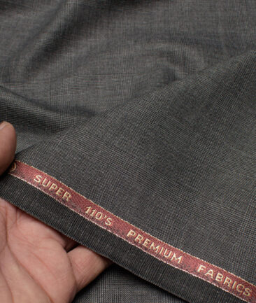 Geoffrey Hammonds Super 110's Checks 20% Wool Suiting Fabric (Dark Grey)
