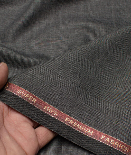Geoffrey Hammonds Super 110's Checks 20% Wool Suiting Fabric (Dark Grey)
