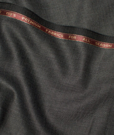 Geoffrey Hammonds Super 110's Checks 20% Wool Suiting Fabric (Dark Grey)