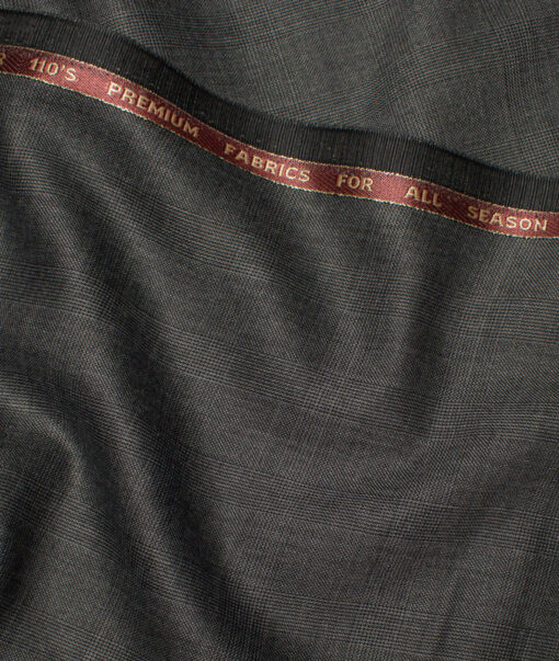 Geoffrey Hammonds Super 110's Checks 20% Wool Suiting Fabric (Dark Grey)