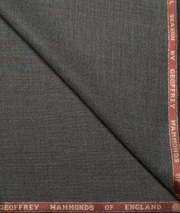 Geoffrey Hammonds Super 110's Checks 20% Wool Suiting Fabric (Dark Grey)