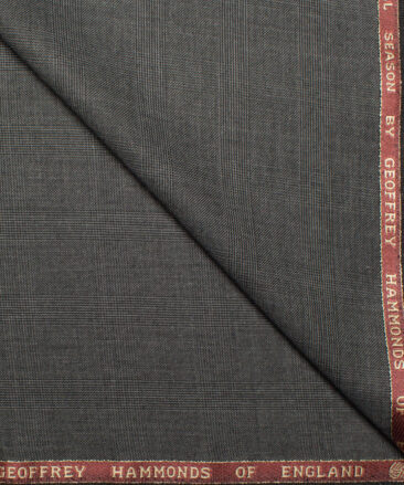 Geoffrey Hammonds Super 110's Checks 20% Wool Suiting Fabric (Dark Grey)