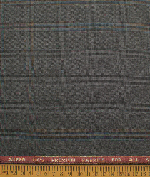 Geoffrey Hammonds Super 110's Checks 20% Wool Suiting Fabric (Dark Grey)