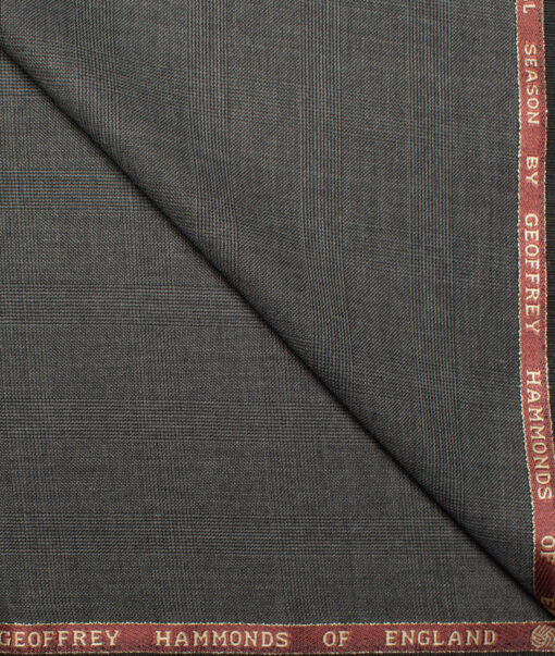 Geoffrey Hammonds Super 110's Checks 20% Wool Suiting Fabric (Dark Grey)