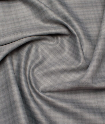 Geoffrey Hammonds Super 110's Checks 20% Wool Suiting Fabric (Light Grey)