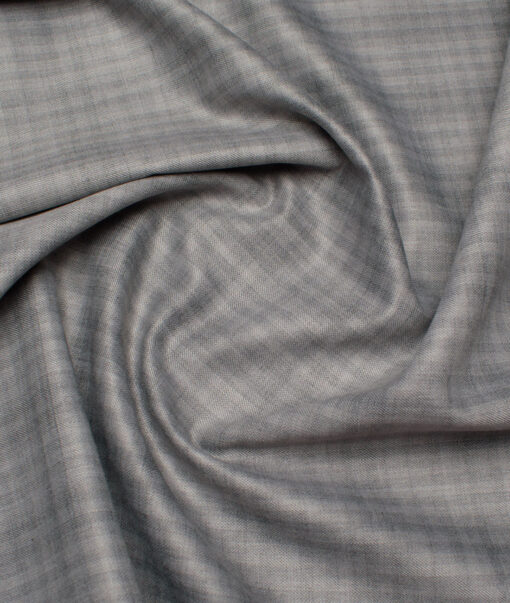 Geoffrey Hammonds Super 110's Checks 20% Wool Suiting Fabric (Light Grey)