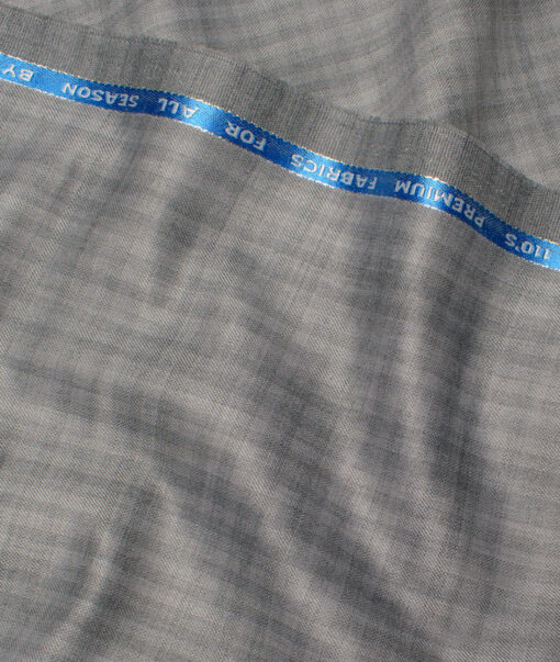 Geoffrey Hammonds Super 110's Checks 20% Wool Suiting Fabric (Light Grey)