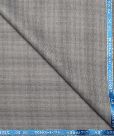 Geoffrey Hammonds Super 110's Checks 20% Wool Suiting Fabric (Light Grey)