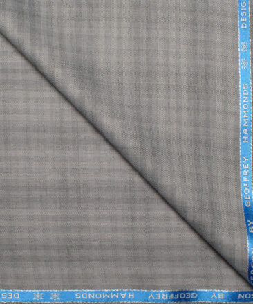 Geoffrey Hammonds Super 110's Checks 20% Wool Suiting Fabric (Light Grey)