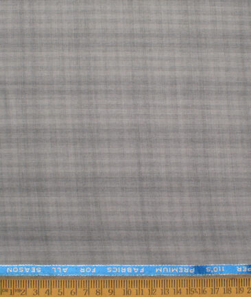 Geoffrey Hammonds Super 110's Checks 20% Wool Suiting Fabric (Light Grey)
