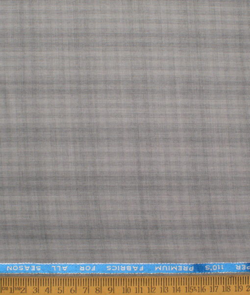 Geoffrey Hammonds Super 110's Checks 20% Wool Suiting Fabric (Light Grey)