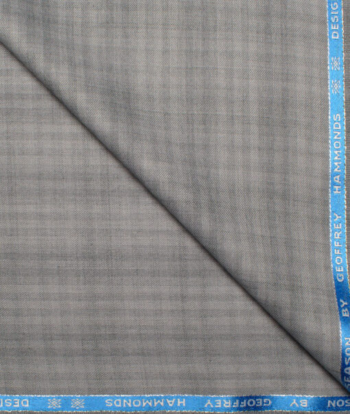 Geoffrey Hammonds Super 110's Checks 20% Wool Suiting Fabric (Light Grey)