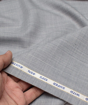 Geoffrey Hammonds Super 120's Striped 45% Wool Suiting Fabric (Light Grey)