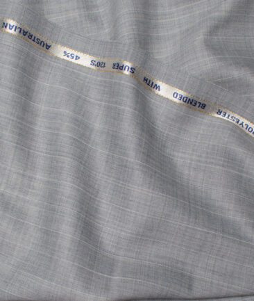 Geoffrey Hammonds Super 120's Striped 45% Wool Suiting Fabric (Light Grey)