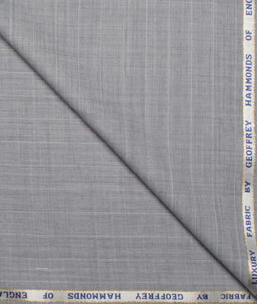 Geoffrey Hammonds Super 120's Striped 45% Wool Suiting Fabric (Light Grey)